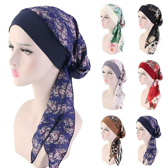 TELOLY Women Cancer Head Scarf Chemo Hair Loss Hat Turban Pre-Tied Headwear Bandana