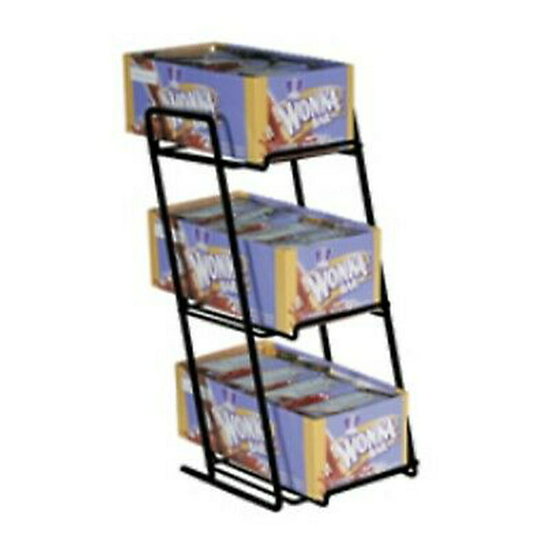 Gejoy 3 Tier Candy Display Rack 23.03 x 23.03 x 13.31 Inch Chips Snack Book  Display Organizer Snack Organizer for Countertop Snack Rack Display Stand