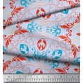 thumbnail image 3 of Soimoi Blue polyester Crepe Fabric Moroccan Damask Print Fabric by the Yard 52 Inch Wide, 3 of 3