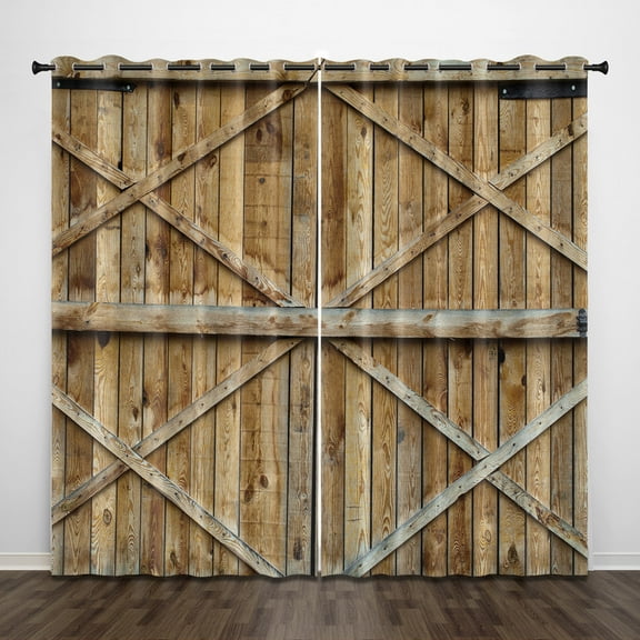 Modern Curtains, 3D Star Wood Print Curtains, Blackout Curtains for Room Bedroom Decoration(Grommet)