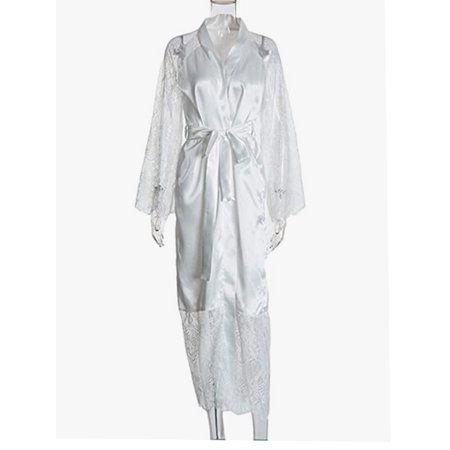 

Sunisery Women Satin Kimono Long Robe Dressing Gown Wedding Bridesmaid Sleepwear Bathrobe Plus Size S-3XL