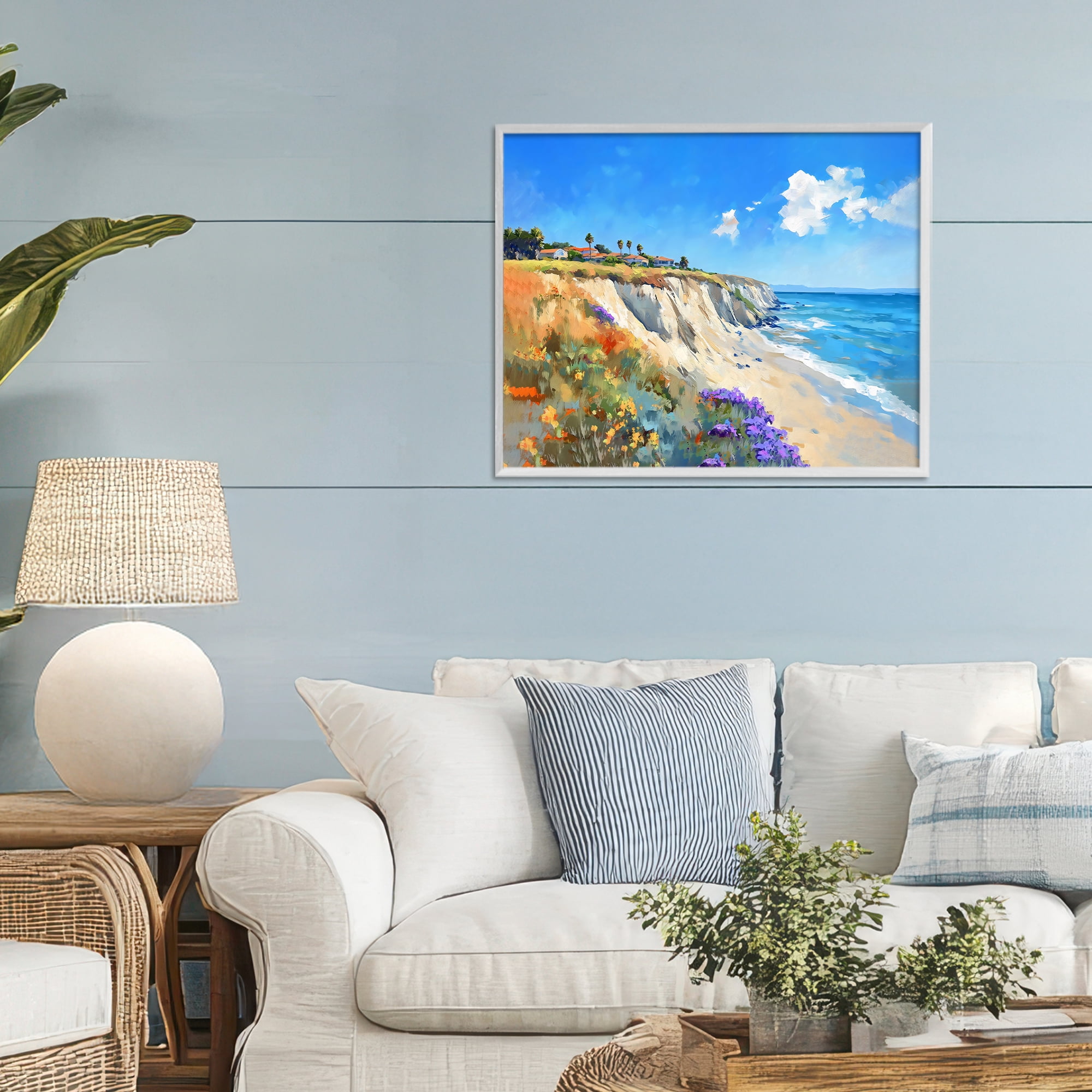 Stupell Industries Coastal Wildflower Field White Framed Giclee Art, design by The Prints Vibe