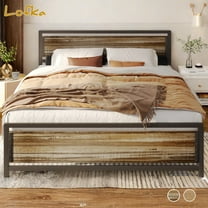 Queen Bed Frame, Lofka Queen Size Platform Bed Frame with Wooden Headboard and Footboard, 800lbs, Gray