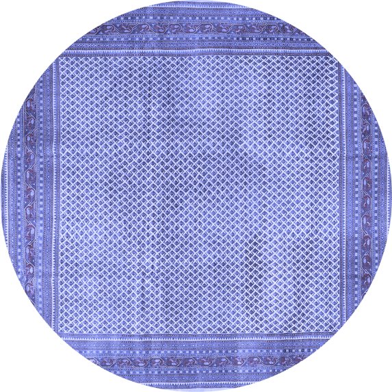 Ahgly Company Machine Washable Indoor Round Persian Blue Traditional Area Rugs, 8' Round