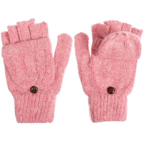Convertible Mittens for Women Gloves Winter Womens Miss Man Pink