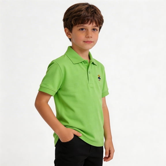 WELOIJEVBE Kids Boy's Short Sleeve Polo Shirts School Uniform Shirts Classic Collared Neck Boys Button down Boys Shirts Size 4-5 Years