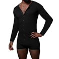thumbnail image 1 of Pyjama une-Pièce pour Hommes, Combinaison Henley, Chemise de Nuit Boutonnée, 1 of 5