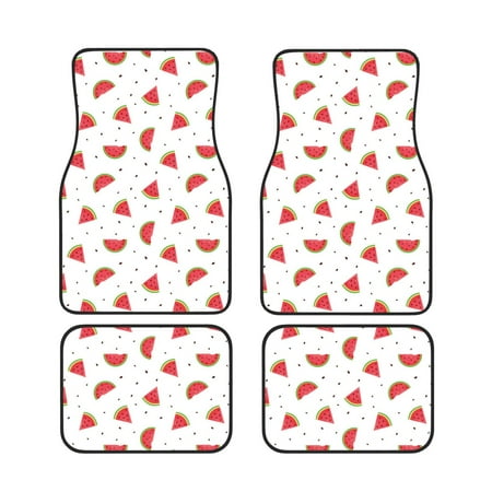 Gaeub Hand Drawn Watermelon Print 4 Pieces Car Floor Mats Car Universal Car Carpet Mats Fit for SUV Vans Sedans Trucks