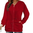 thumbnail image 4 of Womens Waffle Knit Hoodie Cardigan,Women's Hoodies Full Zip Up Long Sleeve Drawstring Waffle Knit Pullover Sweatshirt Tops, 4 of 6