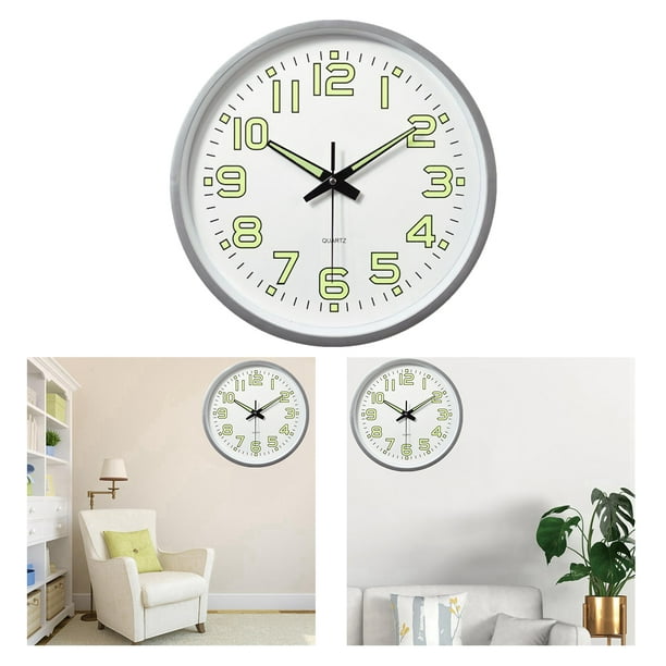 Reloj de pared de 12 para dormitorio reloj de pared moderno y elegante Soledad decorativo con pilas Plata