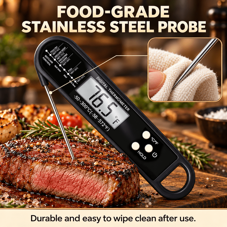 Alifecxwwy Digital Meat Thermometer, Black photo 2