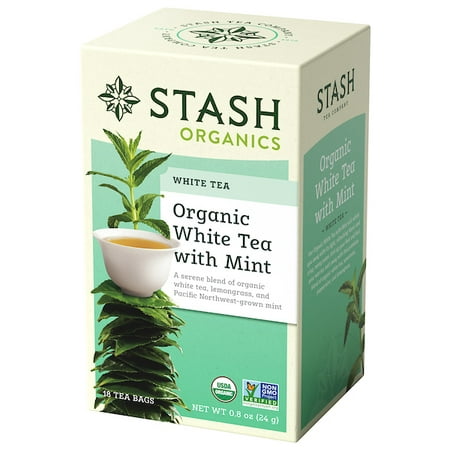 (3 Pack) Stash Tea Organic White with Mint Tea, 18 Ct, 1.8