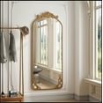 thumbnail image 3 of 58"x24" Arched Full Body Mirror with Vintage Ornate Carved Applique on Top and Bottom, Hanging Wall Mounted Mirror, for Living Room Bedroom Retro Home Decor Mirror, 3 of 12