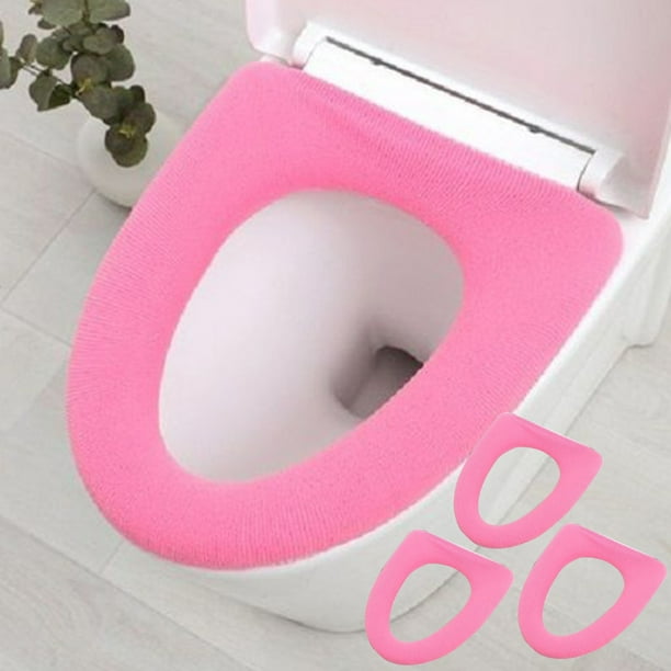 Cojín Universal para Asiento de Inodoro, Tejido, Lavable en Verano, Forma O, Rosa