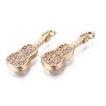 thumbnail image 3 of 50 pc Brass Micro Pave Clear Cubic Zirconia Pendants Long-Lasting Plated Cadmium Free & Lead Free Guitar Light golden 17x6x1.5mm Hole: 1mm, 3 of 3