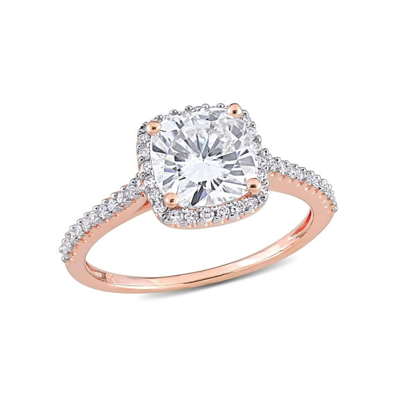 Everly Women's Created Moissanite and Diamond 14K Rose Gold Engagement Ring