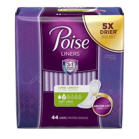 Poise Incontinence Panty Liners, Very Light Absorbency, Long (Choose ...