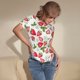 thumbnail image 3 of Balery Strawberry1 Body de cuello redondo de manga corta para mujer Tops de manga corta Tops básicos-Large, 3 of 7