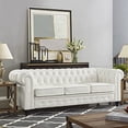 thumbnail image 6 of Naomi Home 2 Piece Modern Chesterfield Faux Leather Armrest Sofa and Accent Chair Living Room Set, White, 6 of 11