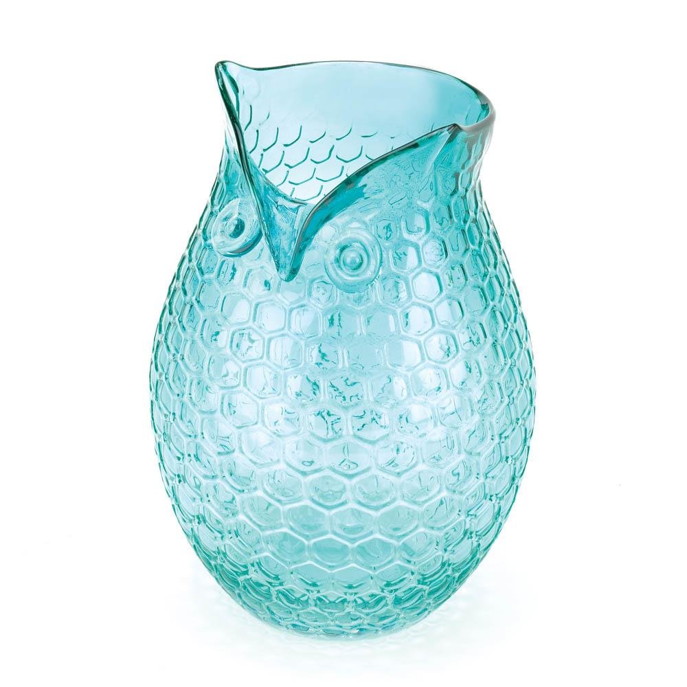 Small Vase, Owl Aqua Blue Clear Decorative Flower Vases, Glass
