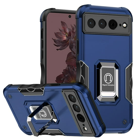 For Google Pixel 7 Pro OPTIMUM Magnetic Ring Stand Hybrid Case Cover - Blue