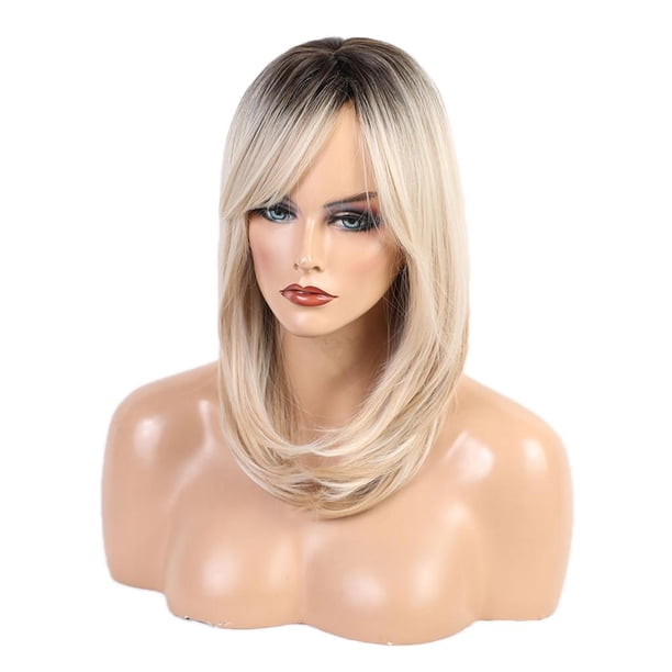 20 '' Pelucas de Parte Lateral Sintéticas Rectas Medianas Peluca en Capas de Cosplay de Mujer ''dorado