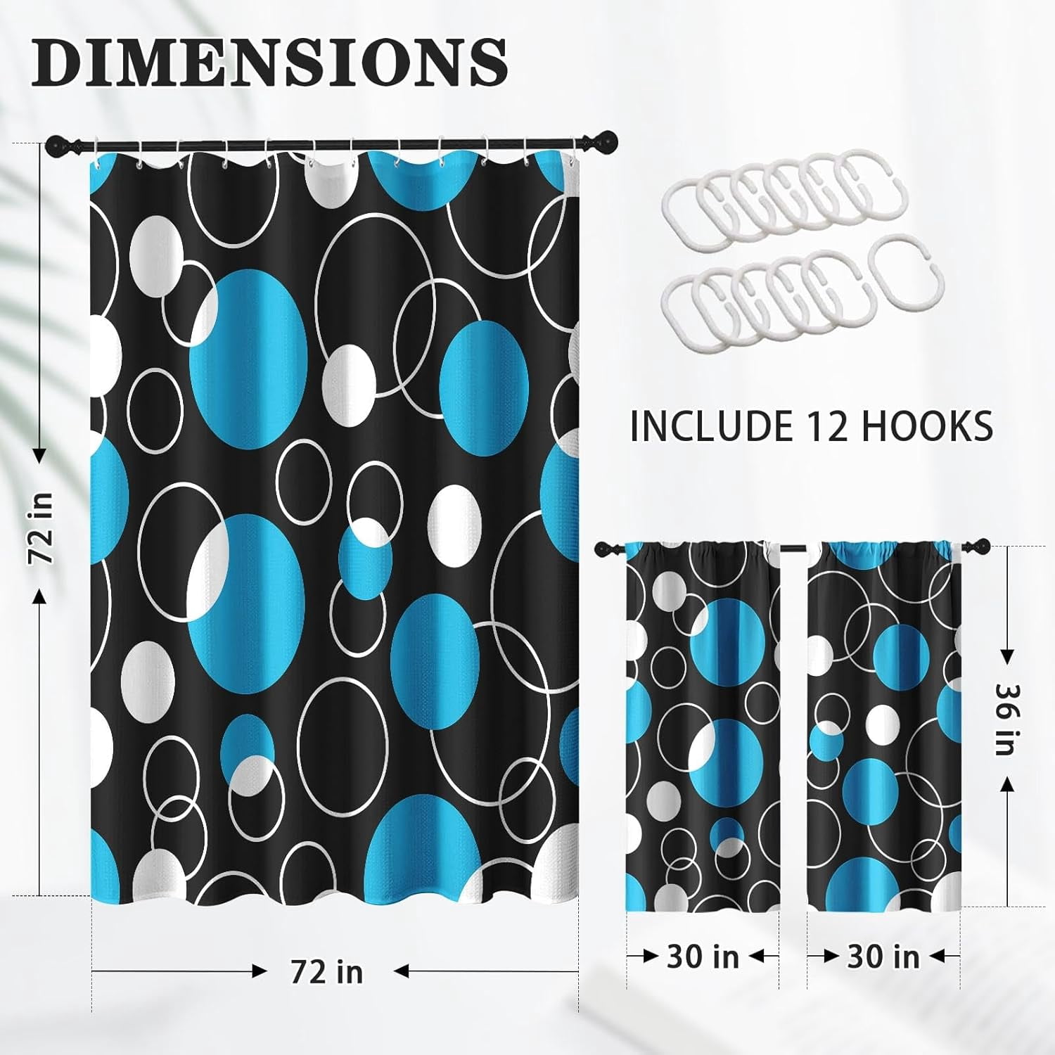 Vintage Brown Shower Curtain Set with Window Curtain, Royal Abstract Line Modern Bathroom Window Curtain with Waterproof Shower Curtain Set for Bathroom Decor