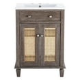 thumbnail image 3 of Modway Lilo 24.5" Modern Mindi Wood Tropical Bathroom Vanity in Gray/White, 3 of 9