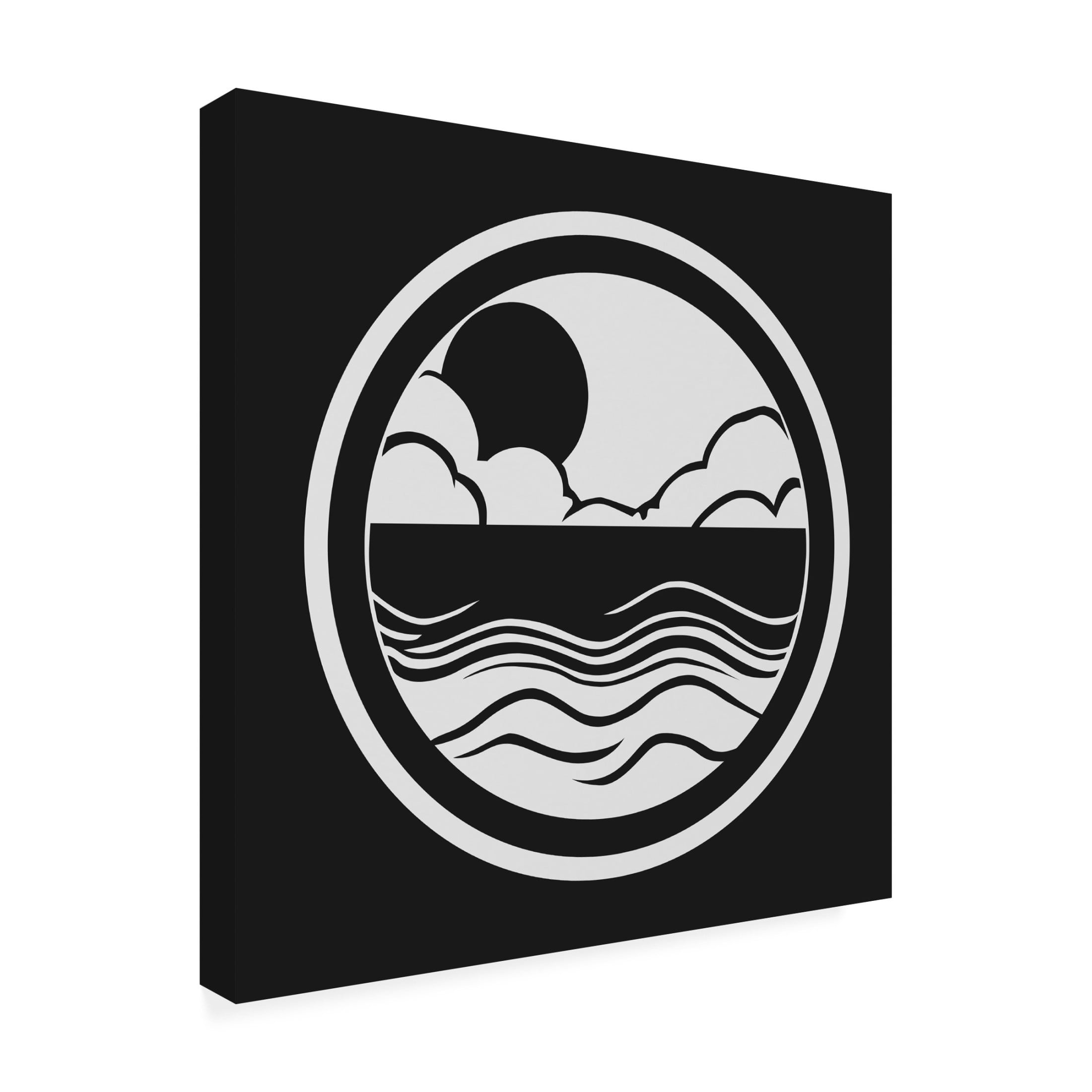 Canvas Wall Art - Tom Quartermaine 'Black and White Abstract Coastal Scene Square' Wall Art for Living Room, Bedroom, or Office Décor by Trademark Fine Art - 18 x 18 Inches