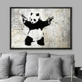 thumbnail image 3 of wall26 Framed Canvas Print Wall Art Banksy Panda with Handguns on Wall Cities Animals Digital Art Modern Art Chic Scenic Dark Black and White for Living Room, Bedroom, Office - 16x24 Black, 3 of 5