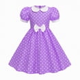 thumbnail image 1 of gdxvjhbj Robe d'Anniversaire pour Bébé Robe Fille Décontractée Col Rond Ligne A Manches à Volants Longueur Genou Robes Taille 7-8 (Violet, 7-8 Ans), 1 of 6