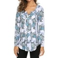 thumbnail image 2 of Aoochasliy Womens Tops Long Sleeve Shirts Spring Fall Ladies Casual Floral Printed V-Neck Loose T-Shirt Blouse Tops, 2 of 6