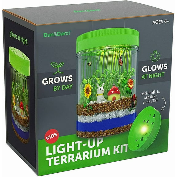 Dan&Darci Light-up Terrarium Kit for Kids - Science Kits, Gardening Gifts, Children Toys