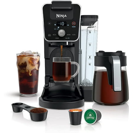 Ninja CFP201 DualBrew System 12-Cup Drip Maker with Glass Carafe, Single-Serve for Coffee Pods or Grounds, with 3 Brew Styles, Black (1 COUNT)