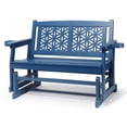 thumbnail image 4 of Zimtown Outdoor Wooden Glider Bench, 2 Person Patio Glider with Cup Holders, Weather Resistant Garden Love Seat, Blue, 4 of 8