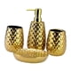 thumbnail image 5 of 4 piezas de accesorios de baño, soporte para cepillo de dientes, jabonera de baño, jabonera de cerámica, taza para cepillo de dientes para decoración Dorado mayimx Cosas de baño, 5 of 9
