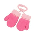 thumbnail image 1 of 1 Pair Thickened Fleece Lining Winter Gloves with Anti-lost Rope Patchwork Color Baby Double Layer Knitting Mittens Costume Accessories, 1 of 9