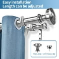 thumbnail image 2 of Urbanest Semplice Flat Button 1" 5/8" Double Drapery Curtain Window Rod Set - 48" to 84", Brushed Steel, 2 of 6