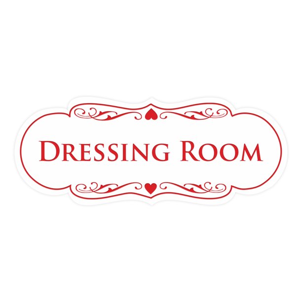 Signs ByLITA Designer Dressing Room Sign (White/Red) Large