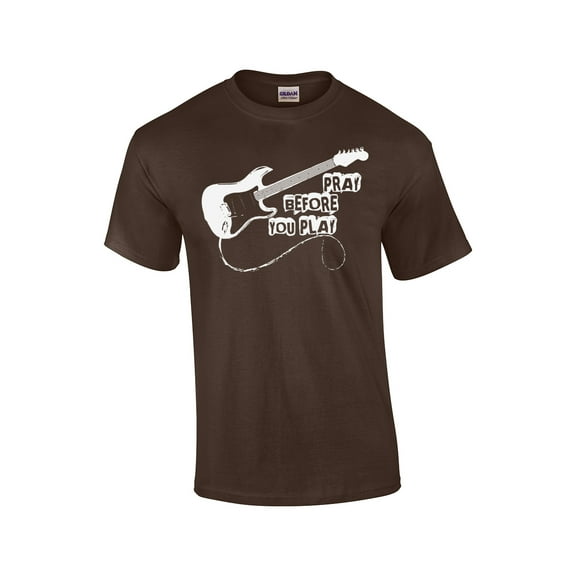 Pray Before You Play Christian Short Sleeve T-shirt-Brown-Medium