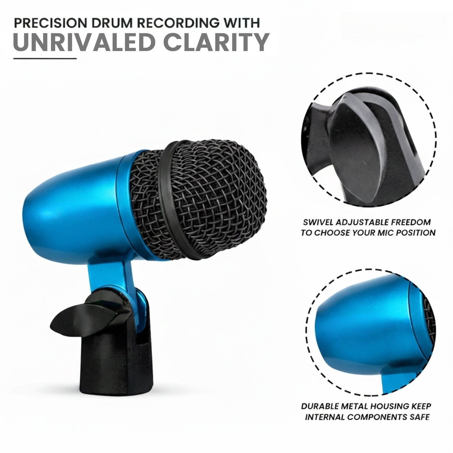 Bass Microphone, Portable Microphone, Clip-on Microphone, with Desktop Stand and XLR Interface, Suitable for Recording Studios and Concerts
