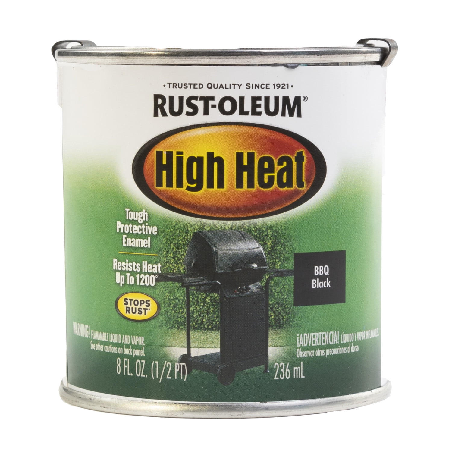 Rust Oleum Paints Stains High Heat Tough Protective Enamel Is Perfect For Grills Or Firepits 1 2 Pint 8 Oz Bbq Black Walmart Com