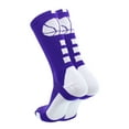 thumbnail image 2 of MadSportsStuff Basketball Socks for Boys Girls - Youth & Adult Athletic Crew Socks - Cushioned Moisture Wicking - Large, Purple/White, 2 of 2
