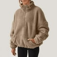 thumbnail image 2 of Aricy Womens Fuzzy Fleece Sherpa Pullover Quarter Zip Winter Sweaters Long Sleeve Casual Sweatshirt Faux Shearling Warm Zip Up Hoodies Outwear with Pockets Loungewear, 2 of 5