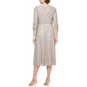Alex Evenings Womens Sequined Mid Calf Evening Dress