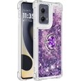 thumbnail image 3 of Case for Motorola Moto Edge 5G 2024 Case Liquid Glitter with Ring Kickstand,Cute Sparkle Quicksand Flowing Shockproof Case for Moto Edge 5G 2024 Purple YBR, 3 of 14