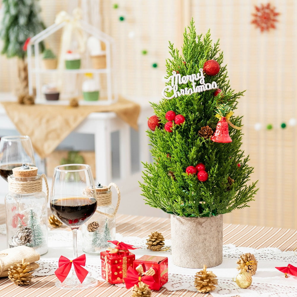 Kepooman 18.5" Tabletop Artificial Mini Christmas Tree | Includes 170 PE Branches & Pulp Stand