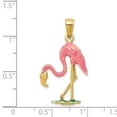 thumbnail image 2 of 14k Yellow Gold Enameled 3-D Pink Flamingo Pendant - 2.5 Grams - Measures 30.8x17.5mm, 2 of 2
