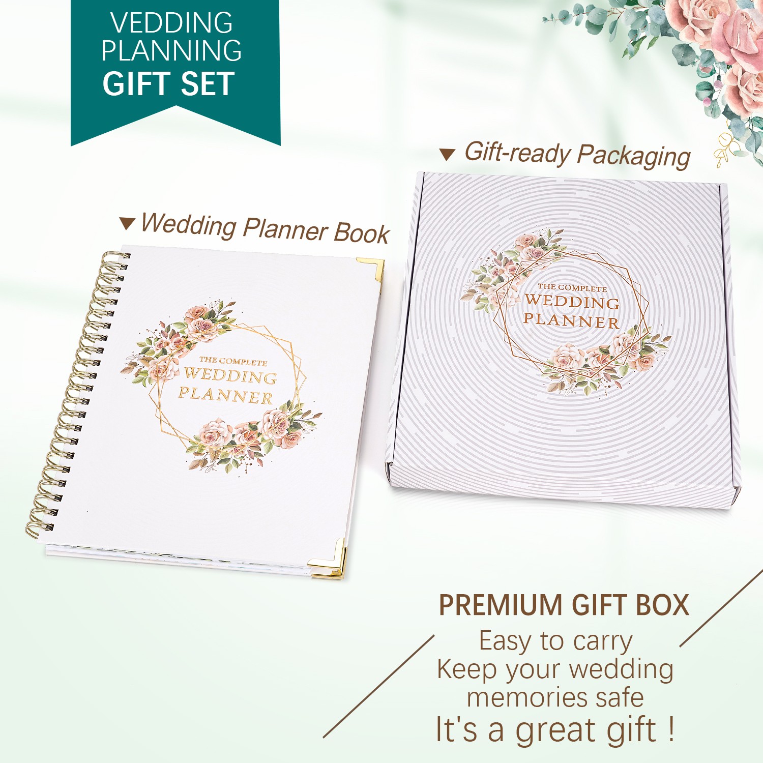 TJT Wedding Planner, 188 Page Wedding Planner and Organizer for Bride, Bridal Planning Binder with Countdown Calendar Gifts
