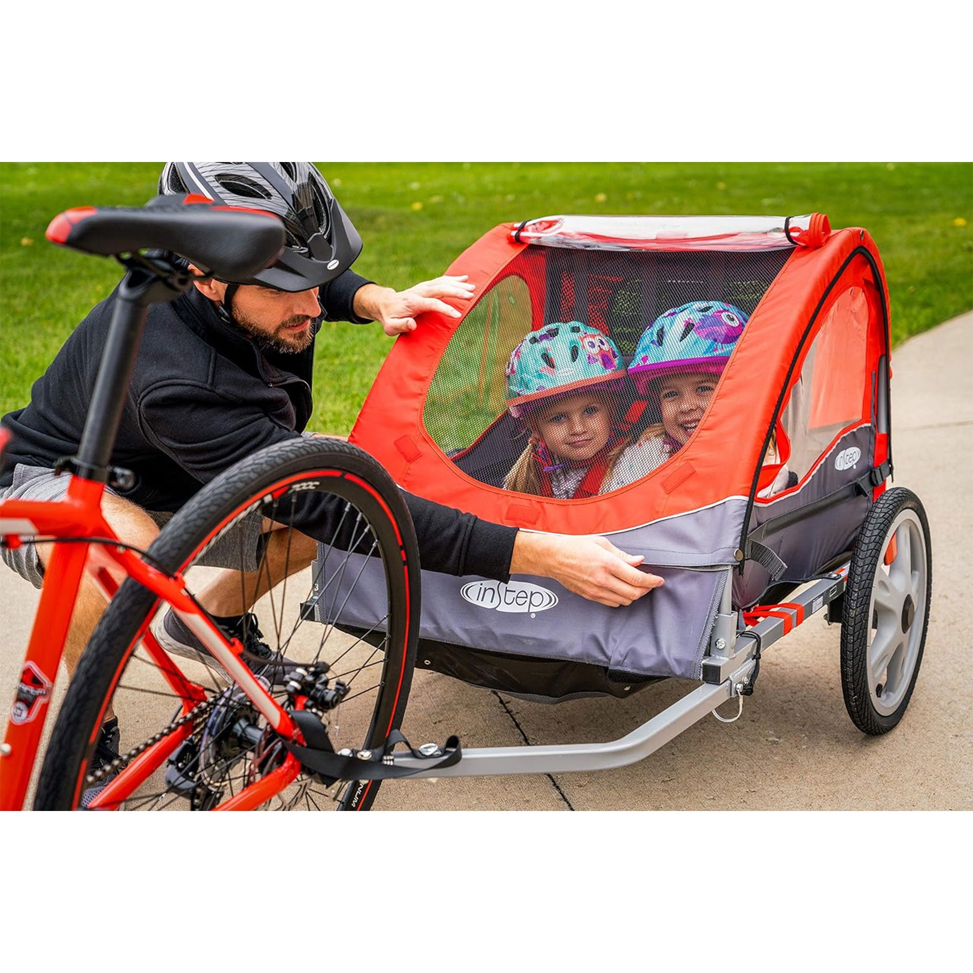 InSTEP Take 2 Folding Frame Bike Trailer, Double Seat, Outdoor 